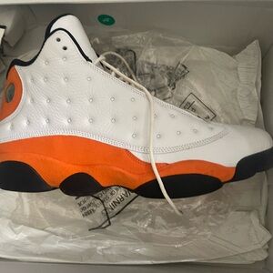 Jordans White and Orange Athletic Shoes